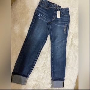 NWT Maurices Everflex High Rise Ankle Super Skinny Cuffed Jean Capris